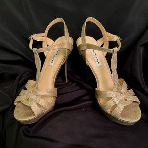 Dressy Nina Open Toe  Gold Heel
